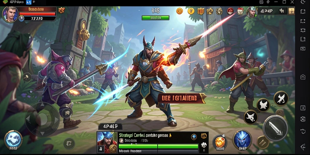 Tampilan menarik dari gameplay 4P4P yang penuh strategi.