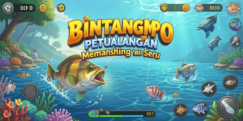 Screenshot gameplay BINTANGMPO menampilkan aksi memancing yang seru.