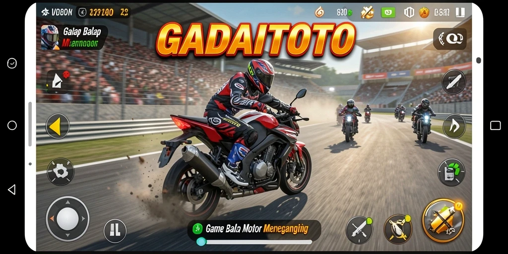 Screenshot gameplay GADAITOTO yang menampilkan aksi balapan memukau.