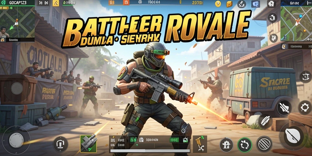 Screenshot GOCAP123 menampilkan aksi seru dalam pertempuran Battle Royale.