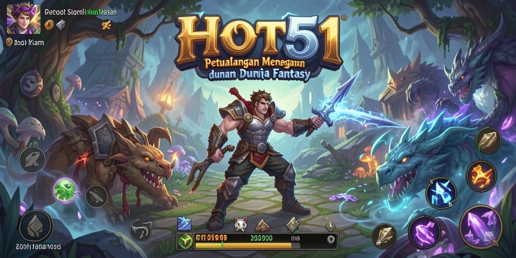 Screenshot HOT51 menampilkan aksi seru dalam pertarungan RPG.