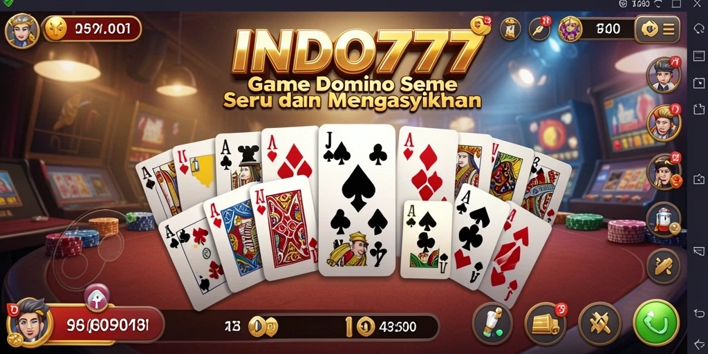 Tampilan screenshot gameplay Domino INDO777 yang seru dan kompetitif.
