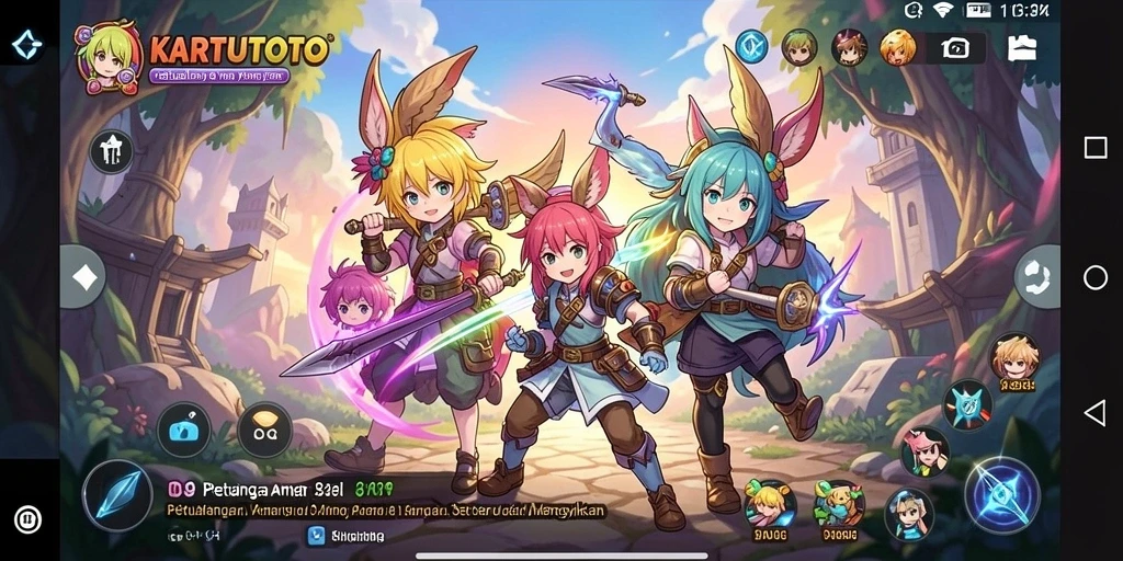Tampilan gameplay <strong>KARTUTOTO</strong> yang penuh warna dan aksi menarik.
