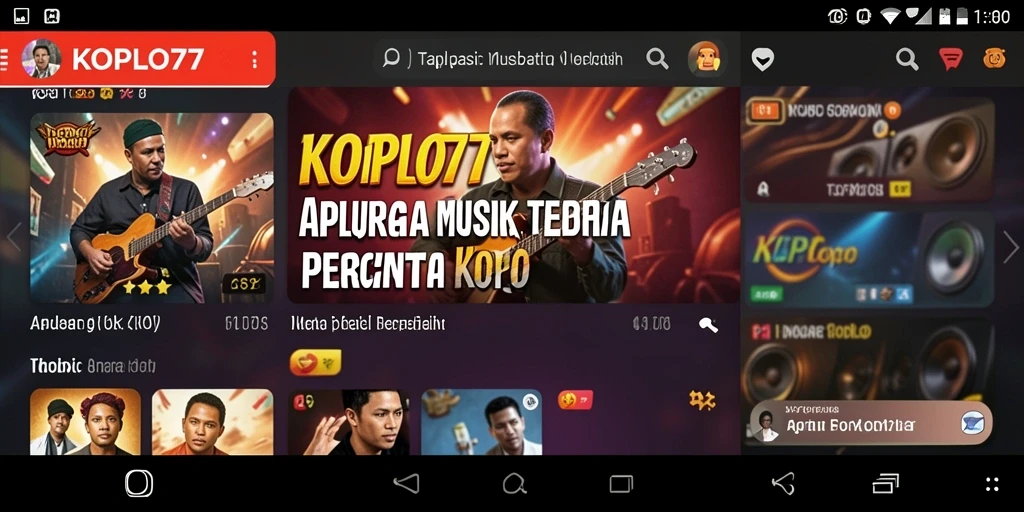 Tampilan antarmuka aplikasi KOPLO77 dengan gameplay musik yang menarik.