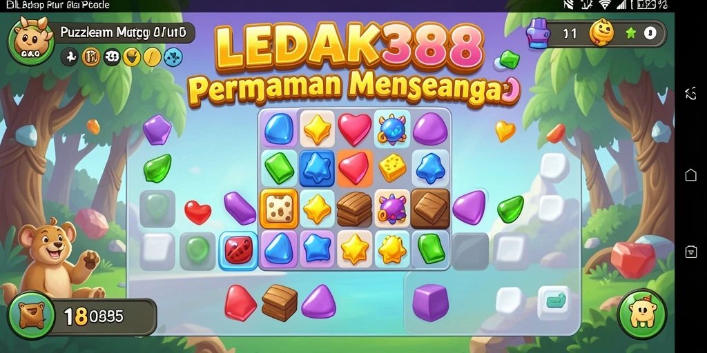 Gameplay menarik dalam LEDAK388, penuh warna dan tantangan Match-3.