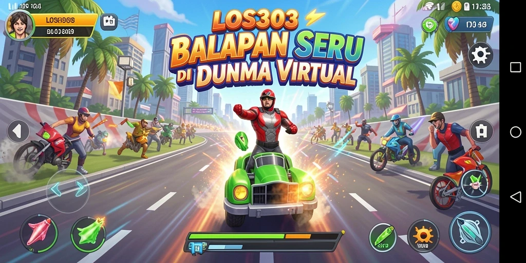 Tangkapan layar gameplay LOS303 menampilkan aksi balapan yang mendebarkan.