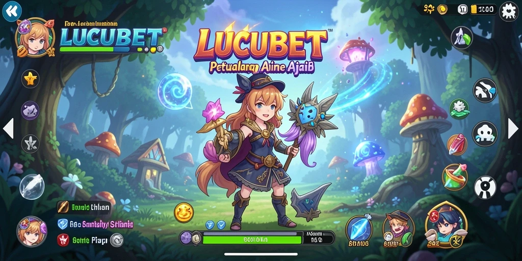 Tampilan gameplay menarik dari LUCUBET dengan karakter anime.