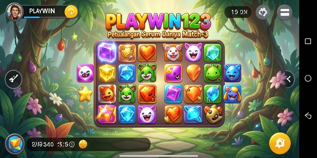 Tangkapan layar gameplay Match-3 yang seru dan penuh warna.