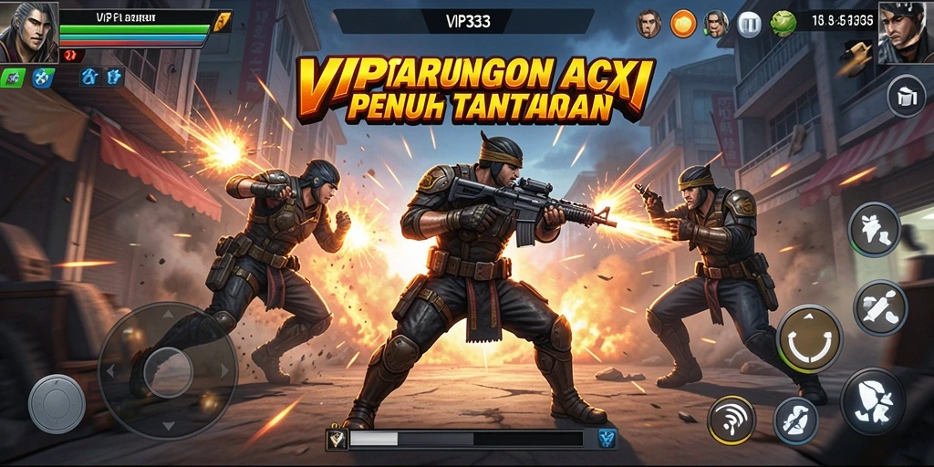 Screenshot menunjukkan karakter dalam aksi seru di lapangan pertempuran.
